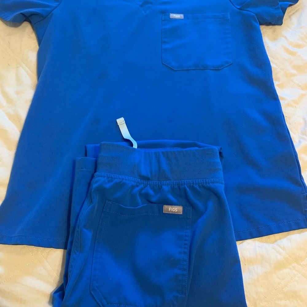 Royal blue scrub top and bottom